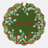 Carte Décorative Monogramme rouge Noël vert classique ronde (Verso)