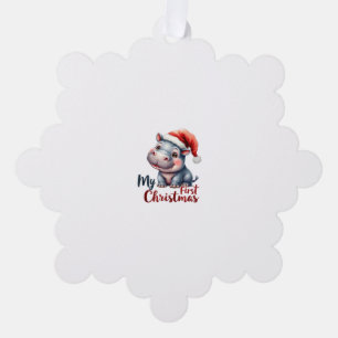 Carte Décorative Moo Deng Baby Hippo Mon premier Noël mignonne Père