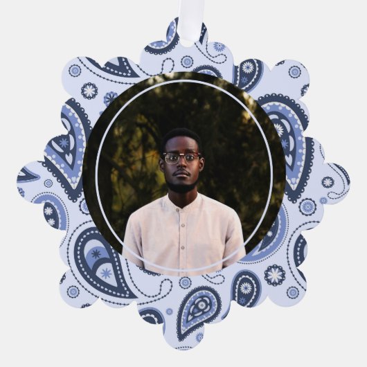 Carte Décorative Motif Paisley Bleu (Recto)