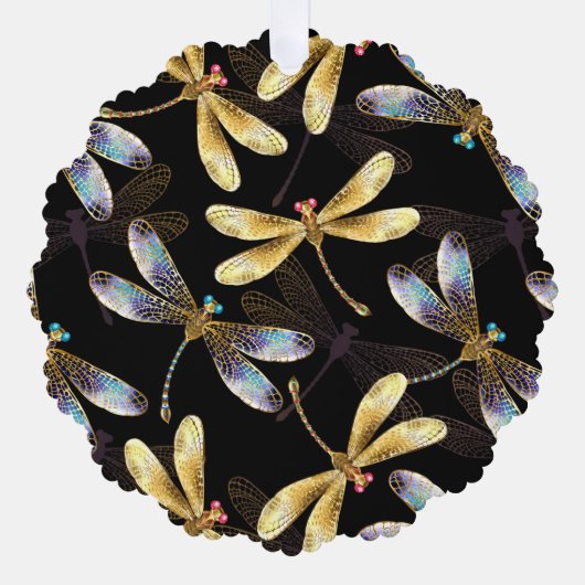 Carte Décorative Motif sans couture avec libellules dorées (Recto)