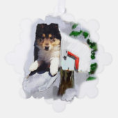 Carte Décorative Noël à Collie Puppy (Recto)