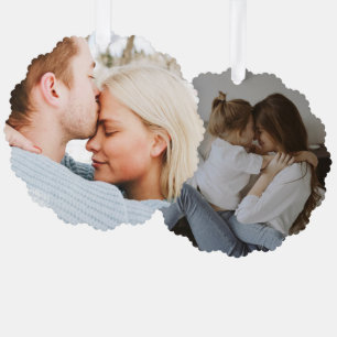 Carte Décorative Noël à deux photos de famille personnalisées