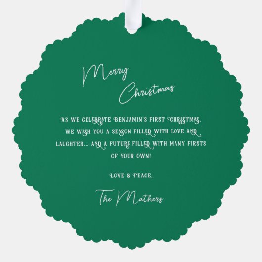 Carte Décorative Noël adorable du bébé (Verso)