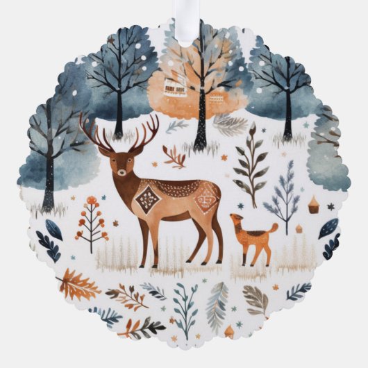 Carte Décorative Noël Art populaire Cerf (Verso)