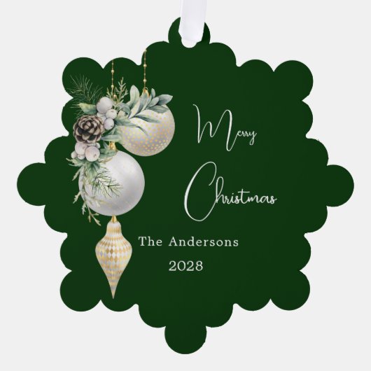 Carte Décorative Noël blanc or vert (Recto)