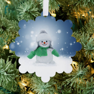 Carte Décorative Noël bonhomme de neige SlipperyJoe foulard vert m