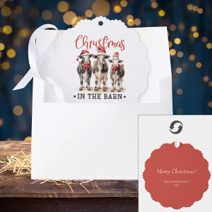 Carte Décorative Noël dans les vaches rustiques de la grange à Sant