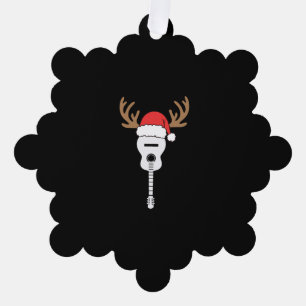 Carte Décorative Noël de la guitare Santa Hat Reindeer