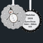 Carte Décorative Noël de Snowman personnalisé<br><div class="desc">Cette carte de Noël personnalisée présente le personnage Snowman de l'équipage de Noël.</div>