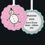 Carte Décorative Noël de Snowman personnalisé<br><div class="desc">Cette carte de Noël personnalisée présente le personnage Snowman de l'équipage de Noël.</div>