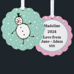 Carte Décorative Noël de Snowman personnalisé<br><div class="desc">Cette carte de Noël personnalisée présente le personnage Snowman de l'équipage de Noël.</div>