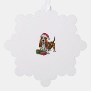 Carte Décorative Noël Éclairage Santa Hat Basset Hound Chien Noël