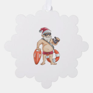 Carte Décorative Noël En Juillet Père Noël Lifeguard