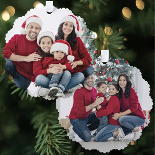 Carte Décorative Noël familial double face personnalisé avec 2 phot