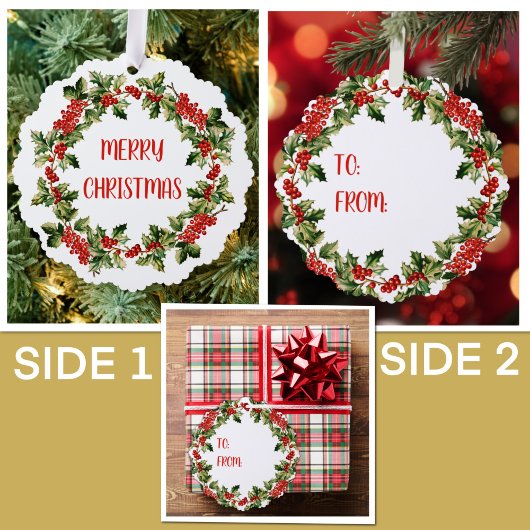 Carte Décorative Noël Holly Feuilles & Berries Joyeux Noël