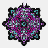 Carte Décorative Noël Mandala violet et Turquoise (Recto)