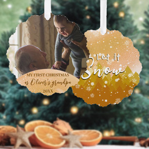 Carte Décorative Noël Or Let it Snow Grand-Père Nouveau Photo