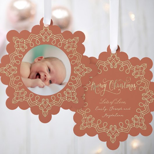 Carte Décorative noël orange poussiéreux nouveau bébé