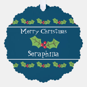 Carte Décorative Noël personnalisé Holly & Berries