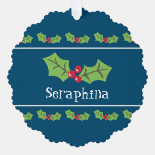 Carte Décorative Noël personnalisé Holly & Berries