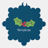 Carte Décorative Noël personnalisé Holly & Berries (Recto)