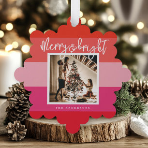 Carte Décorative Noël Photo Red Pink Stripes