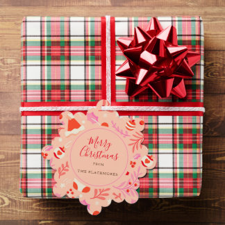 Carte Décorative Noël rouge rose
