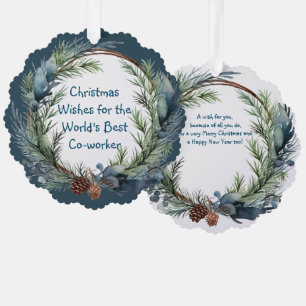 Carte Décorative Noël Souhaite verdure Wreath Co-travailleur