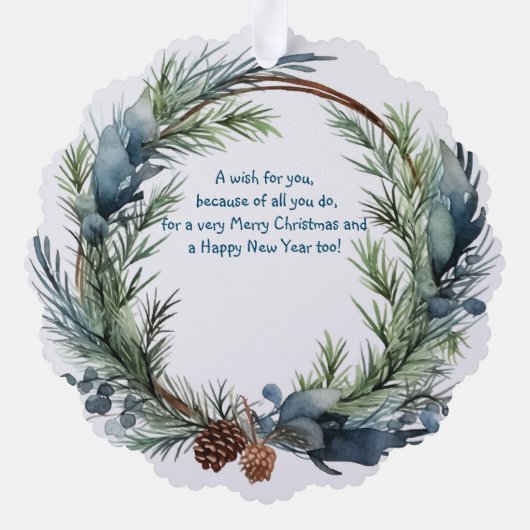 Carte Décorative Noël Souhaite Verdure Wreath Mailman (Verso)