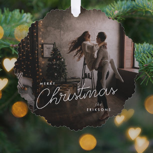 Carte Décorative Noël tendance moderne Dark Dusky Couple Photo