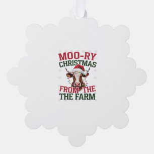 Carte Décorative Noël Vache Moo-ry Noël De La Ferme
