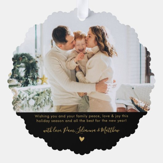 Carte Décorative Noir moderne Script 2 Photo Noël (Verso)