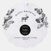 Carte Décorative Noir Rustique Blanc Vacances Affaires Logo Noël (Recto)