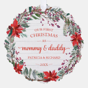 Carte Décorative Notre premier Noël en tant que maman & papa Rustic