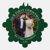 Carte Décorative Notre première photo en couple de Noël Vert (Recto)