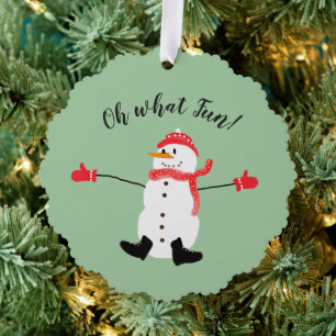 Carte Décorative Oh quel amusant Noël Snowman Snowman Green