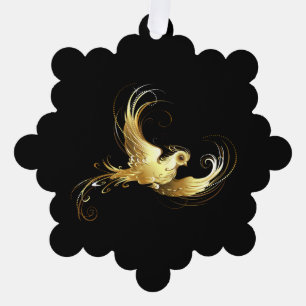 Carte Décorative Oiseau d'or sur Arrière - plan noir