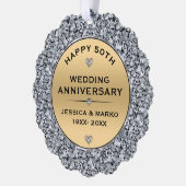 Carte Décorative Or & diamants blancs 50e anniversaire du mariage (Gauche)