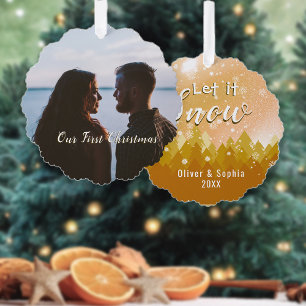 Carte Décorative Or Let it Snow Premier Noël Photo