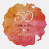 Carte Décorative Orange rouge 50 anniversaire ajouter nom date p (Verso)