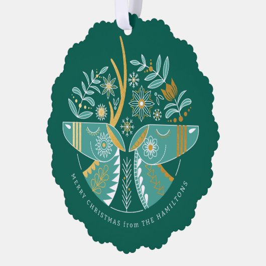 Carte Décorative Paire de rennes verts Scandi Noël (Gauche)