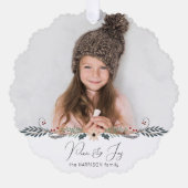 Carte Décorative Paix moderne et joie Noël Photo botanique (Recto)