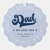 Carte Décorative Papa nous t'aimons coeur photo fête des pères bleu (Recto)