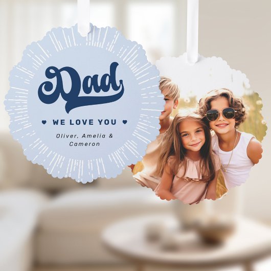 Carte Décorative Papa nous t'aimons coeur photo fête des pères bleu