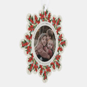 Carte Décorative Papier de Noël aux Baies Rouges et Verdure Crème (Droite)