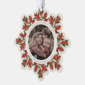 Carte Décorative Papier de Noël aux Baies Rouges et Verdure Crème (Gauche)
