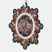 Carte Décorative Papier de Noël avec Baies Rouges et Verdure Vert F (Gauche)
