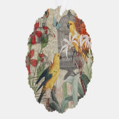 Carte Décorative Parrot Jaune Tropical Antique Fleur (Droite)