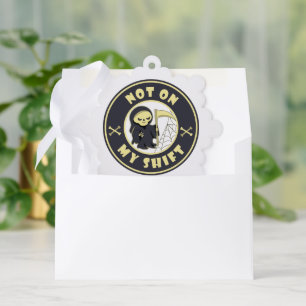 Carte Décorative Pas sur mon poste Grim Reaper Citation d'Halloween