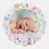 Carte Décorative pastel fleur sauvage Baptême merci (Recto)